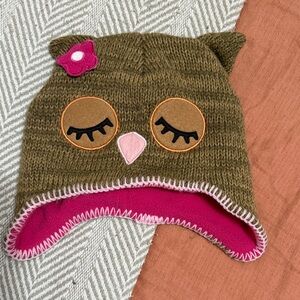 Adorable Owl Knit Hat for Kids - Brown and Pink
